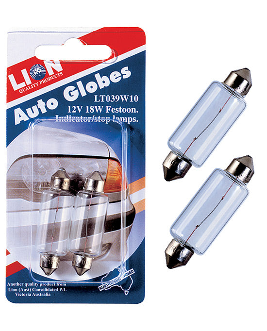 Lion Festoon Globes Indicator/Stop Light 18W 12V 2pk