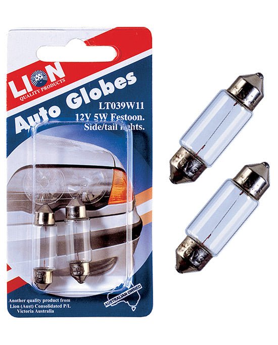 Lion Festoon Globes Side/Tail Light 5W 12V 2pk