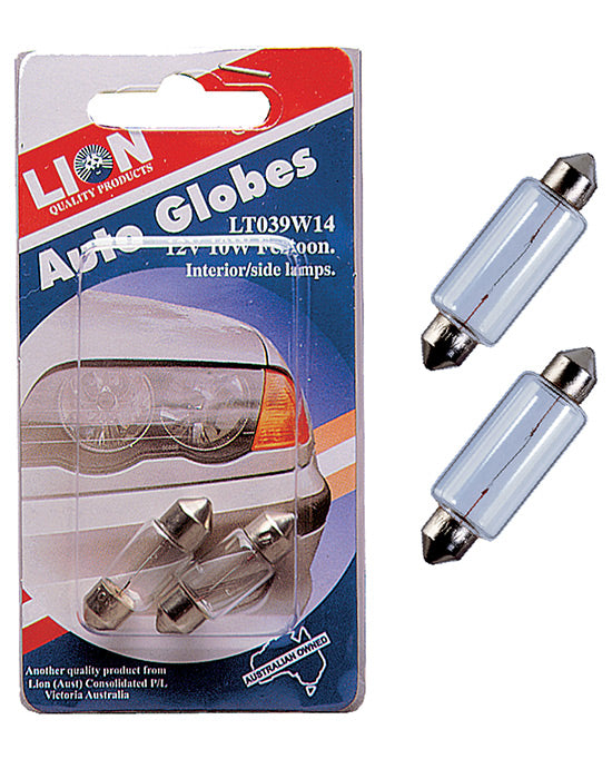 Lion Festoon Globes Interior/Side Lamp 10W 12V 2pk