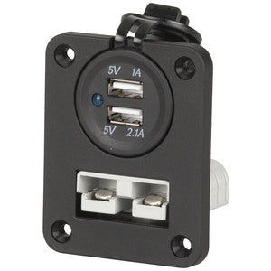 Anderson Style Plug Power Outlet & Dual USB Socket with Flush Panel Mount