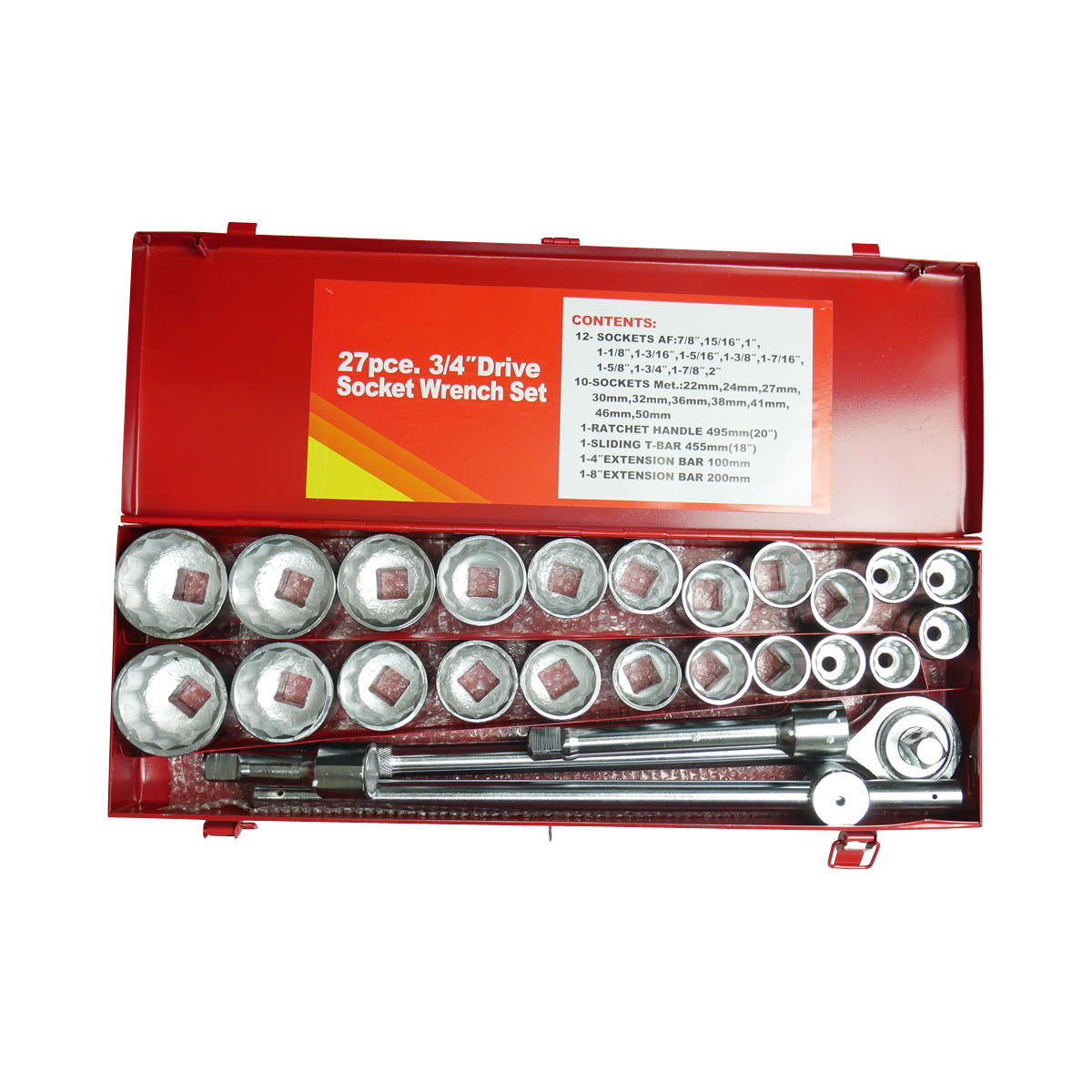 27 Piece MM/SAE 3/4 Inch Drive Combination Socket Set