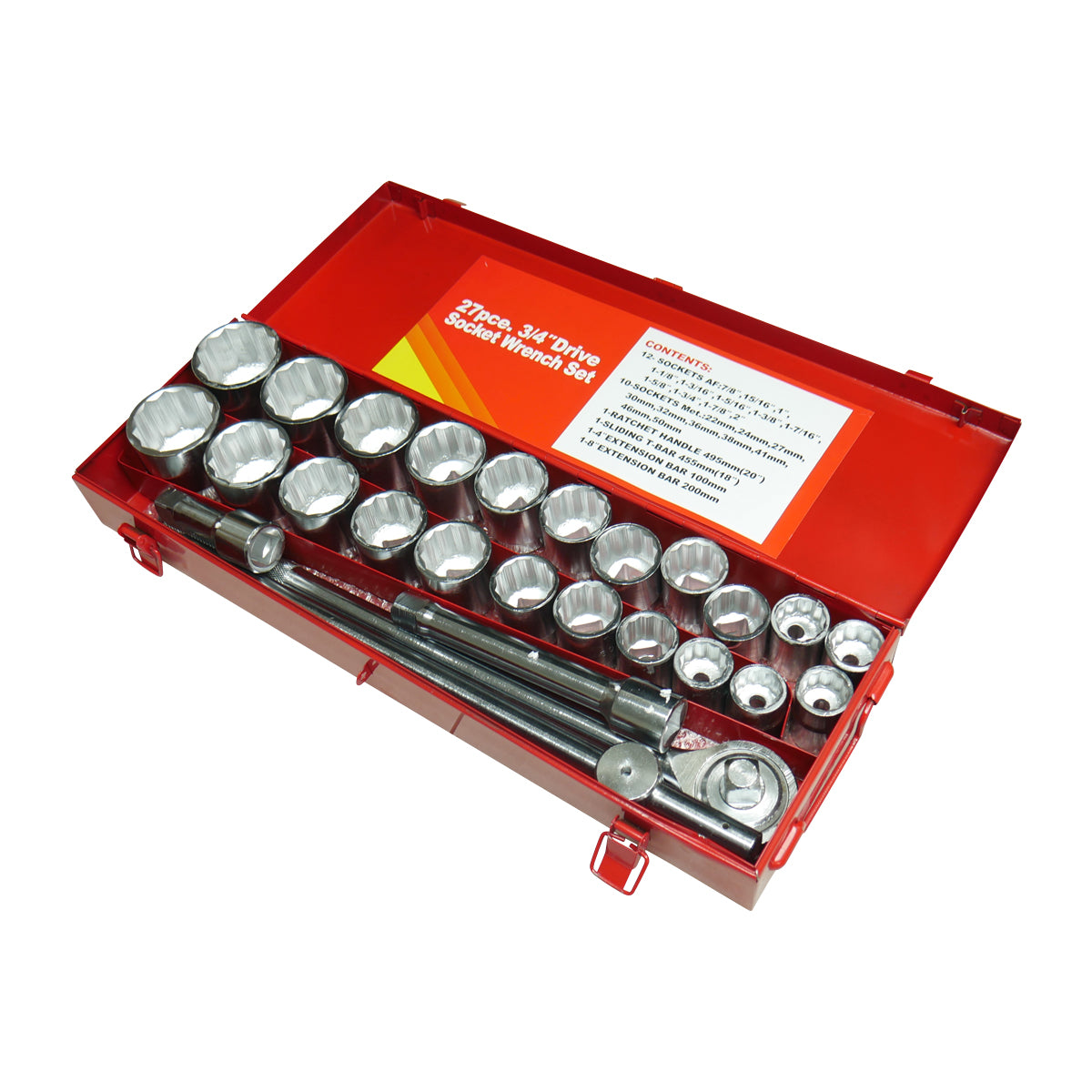 27 Piece MM/SAE 3/4 Inch Drive Combination Socket Set