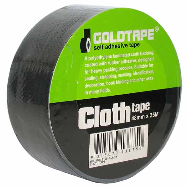 Cloth Gaffer Tape Black 48mm x 25m