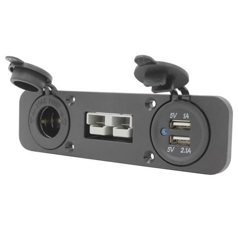 Anderson Style Plug Power Outlet Cigarette Socket & Dual USB Socket with Flush Panel Mount