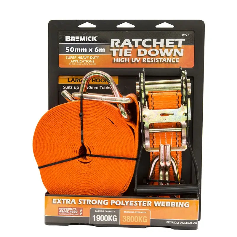 Bremick Ratchet Tie Down 50mm x 6m Super Heavy-Duty