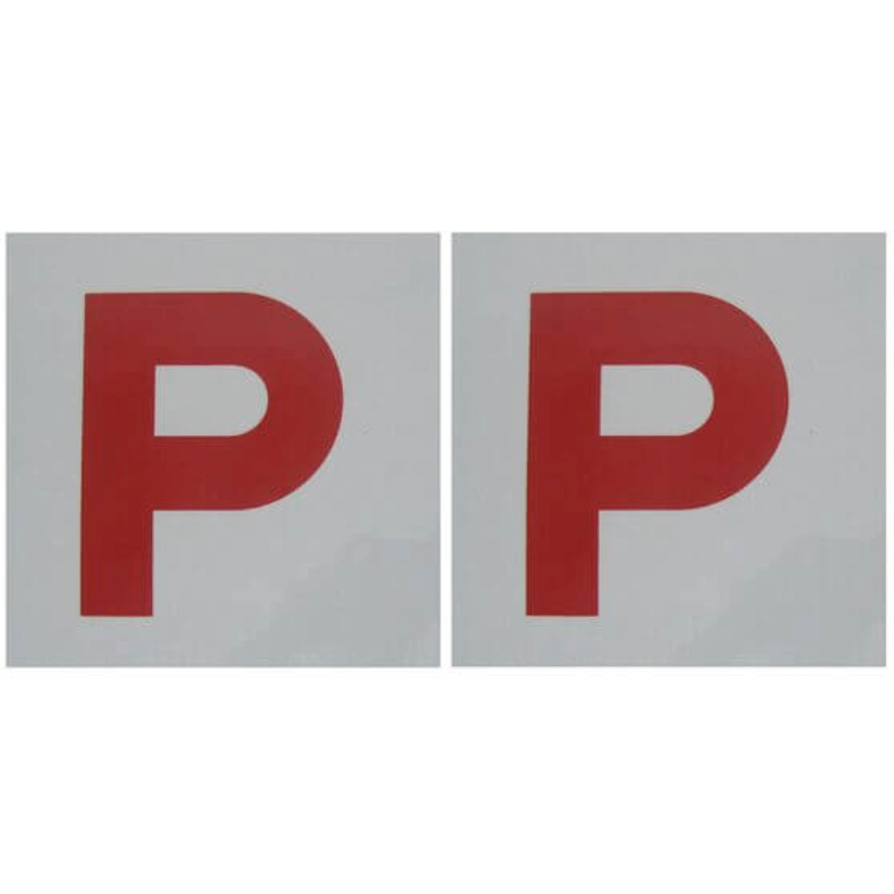 P Plates Magnetic White W/RED P