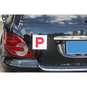 P Plates Magnetic White W/RED P