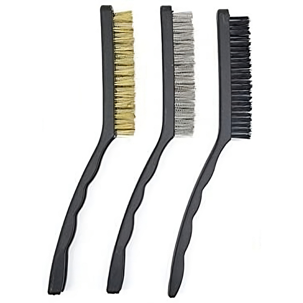 3 Piece Wire Brush Set |Nylon, Steel & Brass