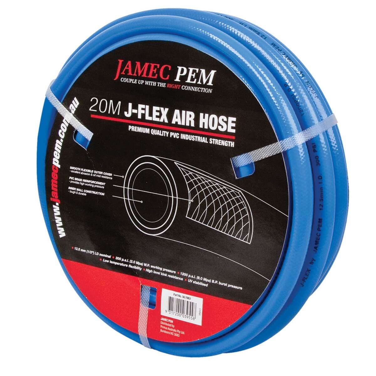 Jamec Pem Air Hose PVC Reinforced RYCO Equivalent Fittings 10mm x 20m