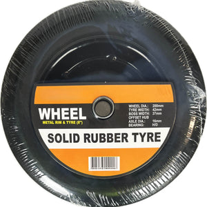 Solid Rubber NO Flat Wheels With Metal Rims - Various Sizes