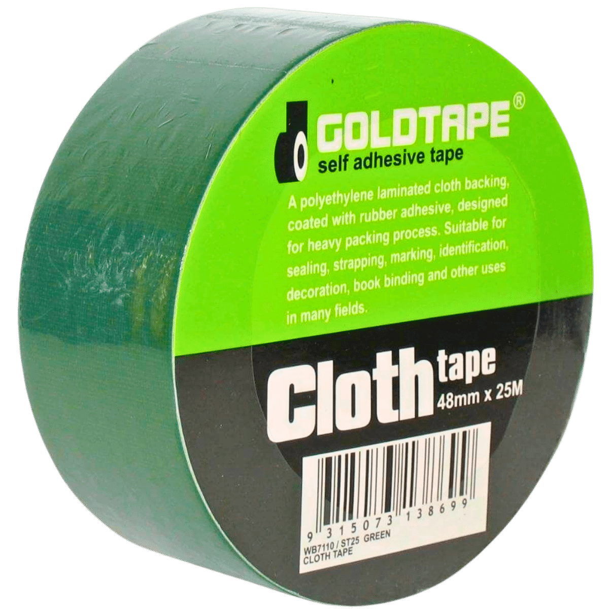 Cloth Gaffer Tape Green 48mm X 25m