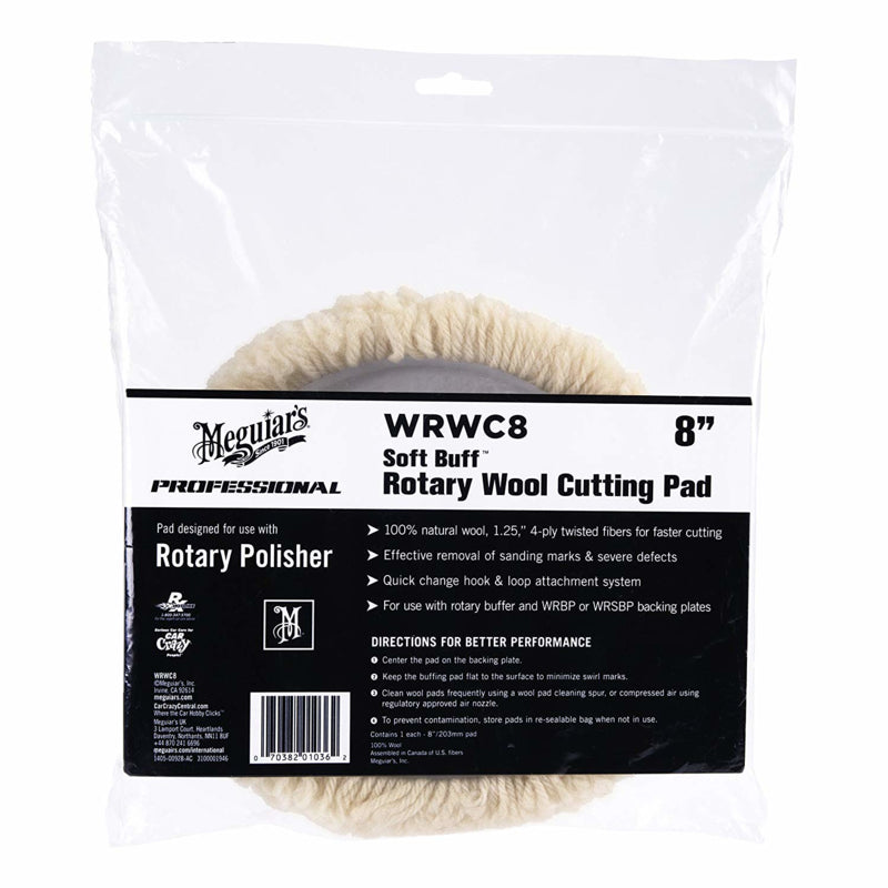 Meguiars 8" Inch Soft Buff Rotary Wool Cutting Pad