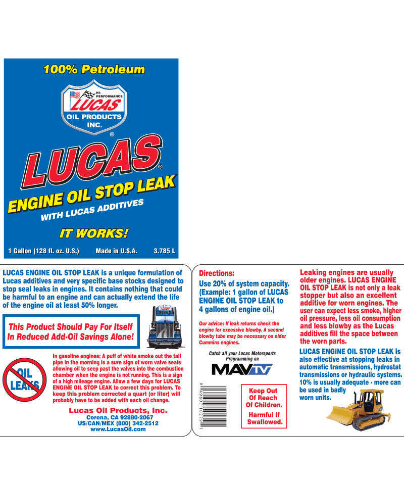 Lucas Oil Heavy Duty Engine Oil Stop Leak 3.78L